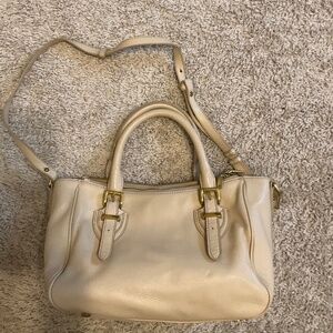 J.CREW TEDDIE LEATHER SATCHEL BAG IN NATURAL.